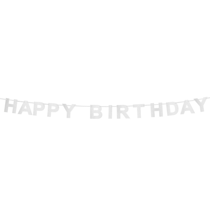 Girlanda Happy birthday stříbrná Girlanda Happy birthday stříbrná